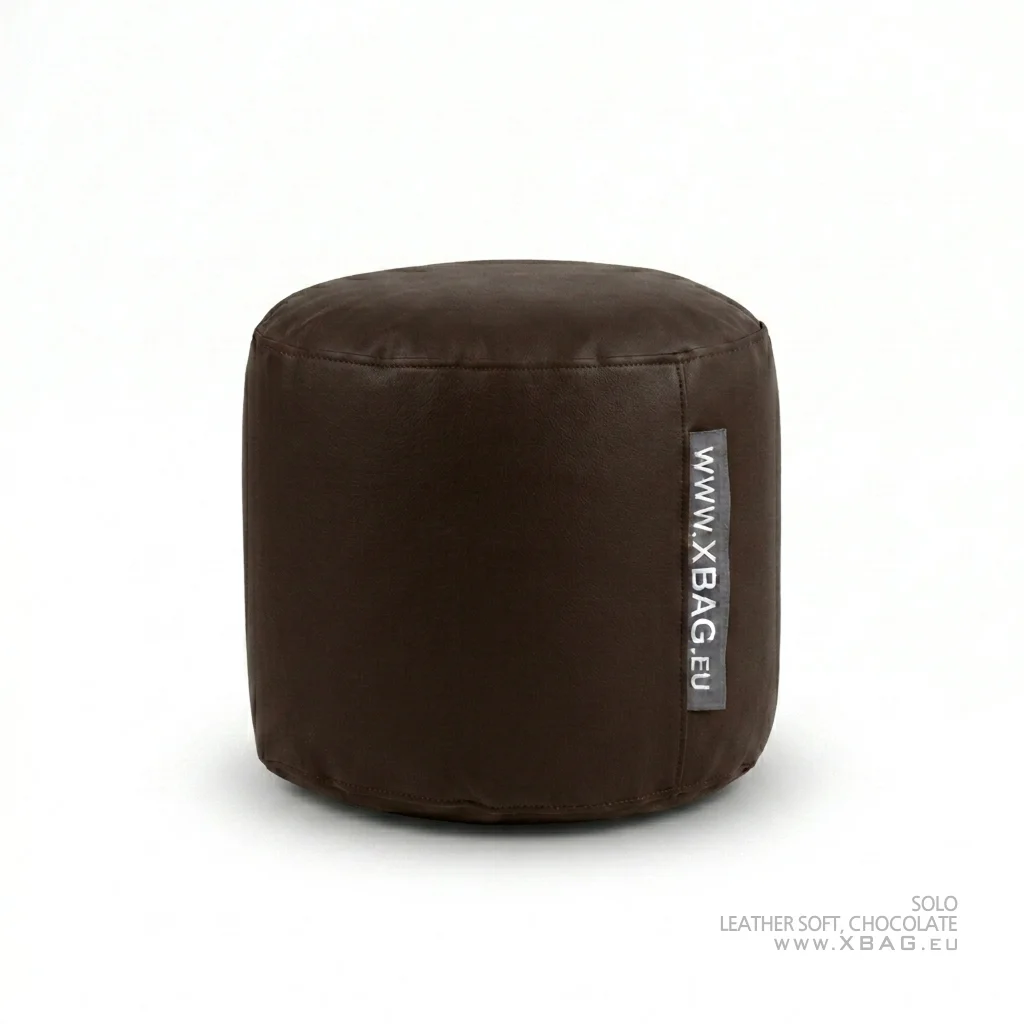 Pufas SOLO - LEATHER SOFT Tamsiai rudas