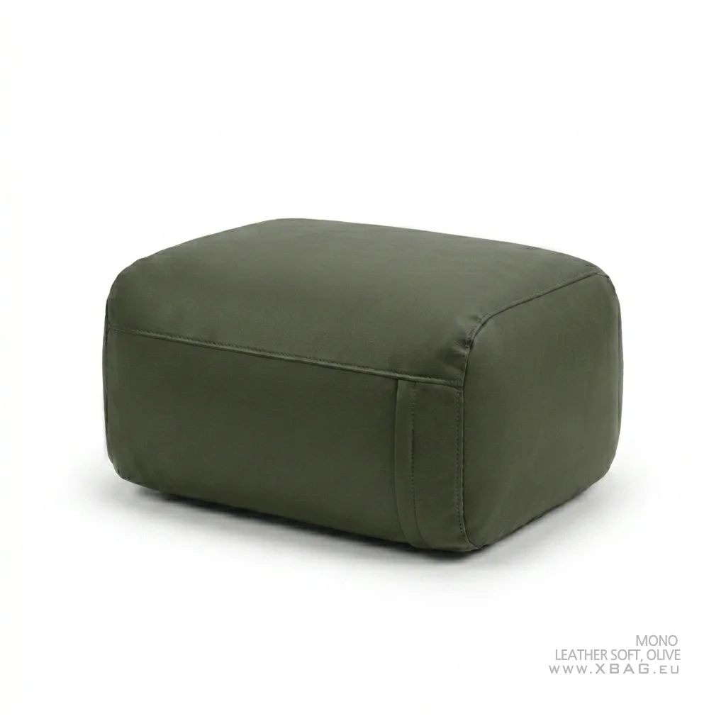 Pufas MONO - LEATHER SOFT Žalias samaninis