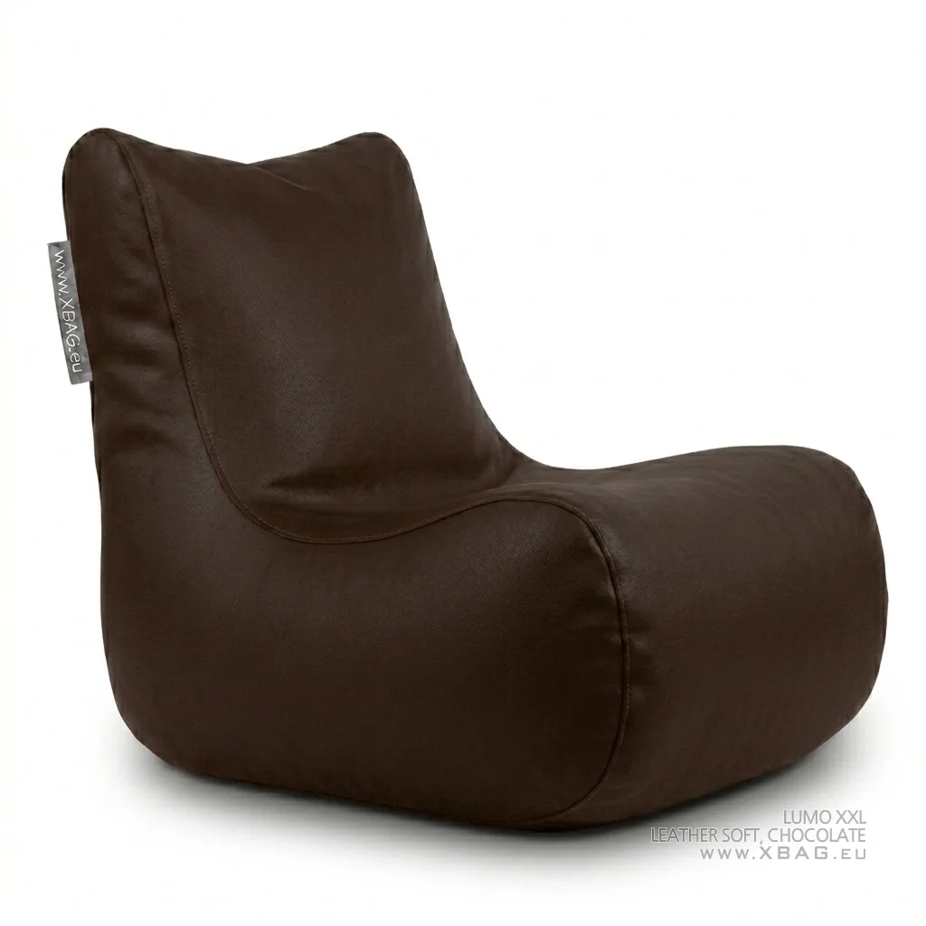 Sėdmaišis LUMO XXL LEATHER SOFT Tamsiai rudas