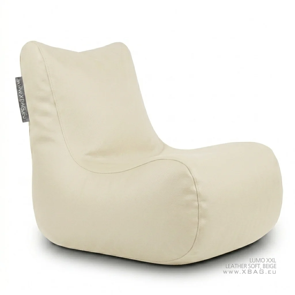 Sėdmaišis LUMO XXL LEATHER SOFT Dramblio kaulo