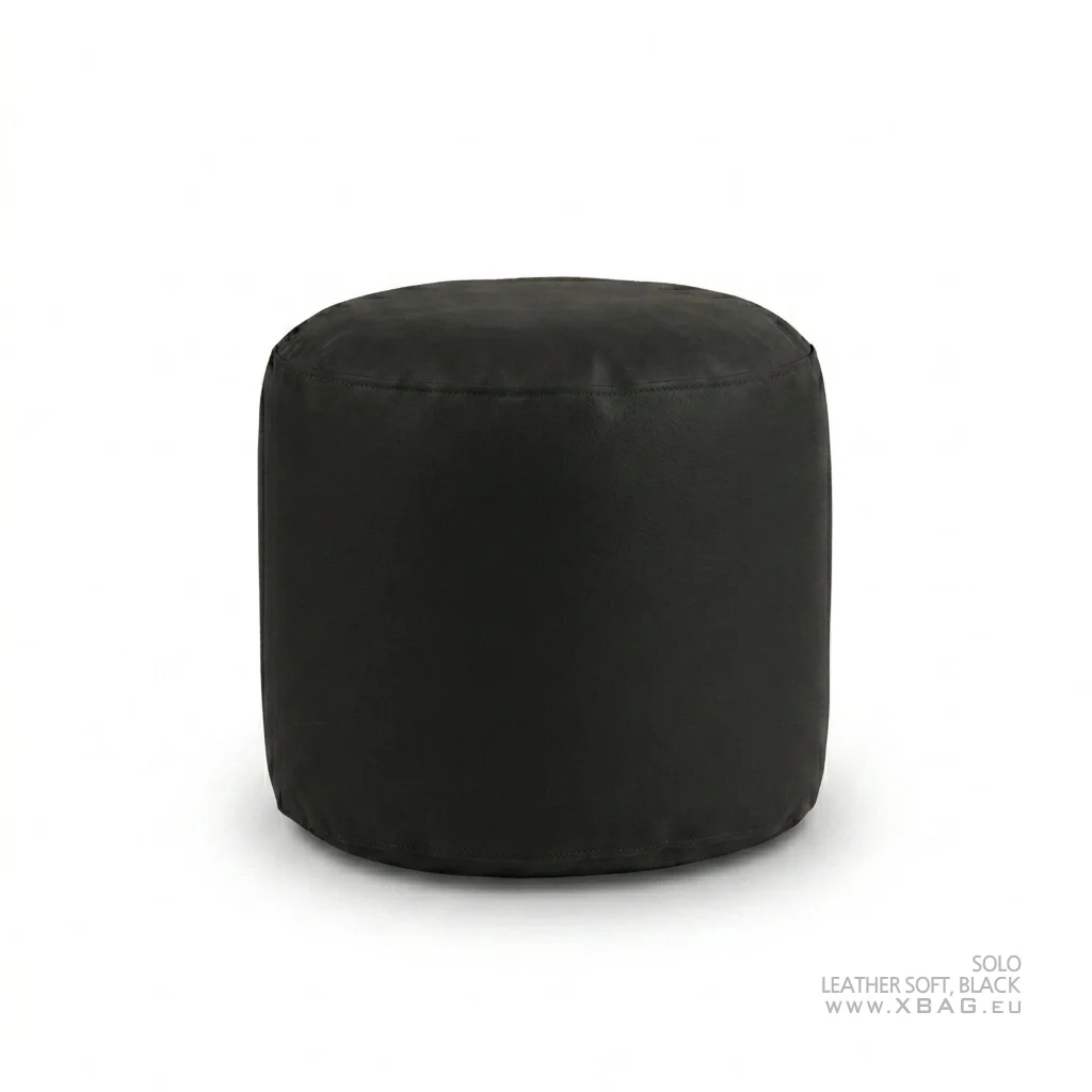 Pufas SOLO - LEATHER SOFT Juodas