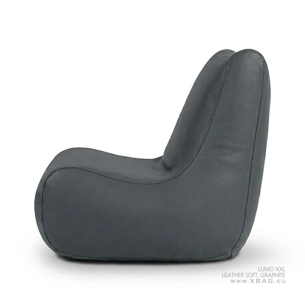 Komplektas: Sėdmaišis LUMO XXL + Pufas MONO - LEATHER SOFT Pilkas grafito
