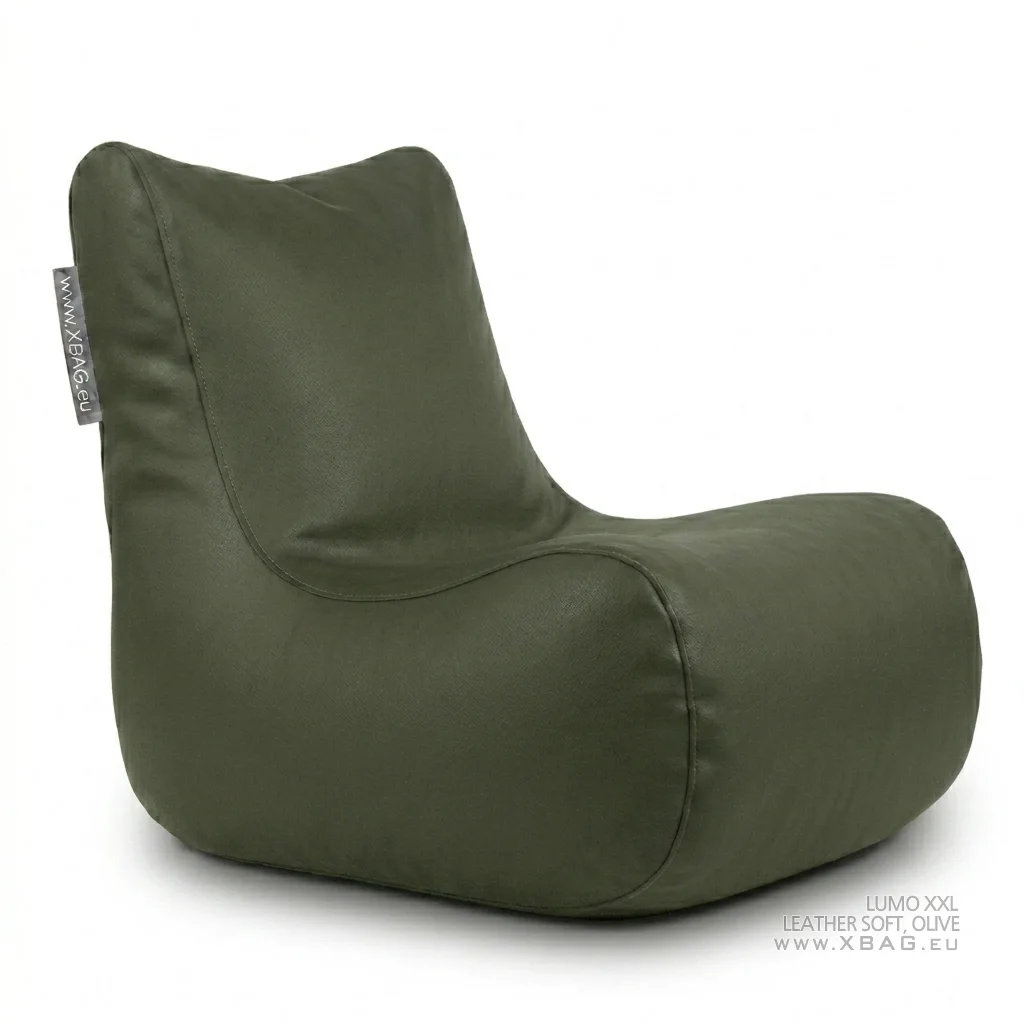 Sėdmaišis LUMO XXL LEATHER SOFT Žalias samaninis