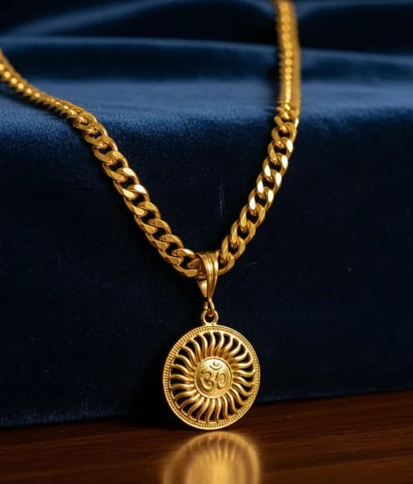 Gold Om Pendant chain for men