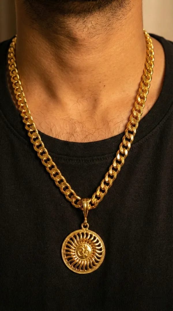 Gold Om Pendant chain for men