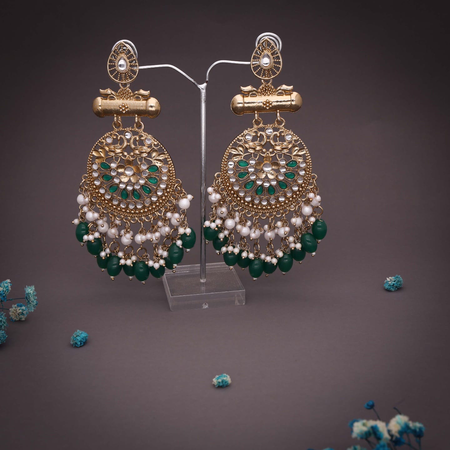 Traditional Kundan Chandbali Earrings