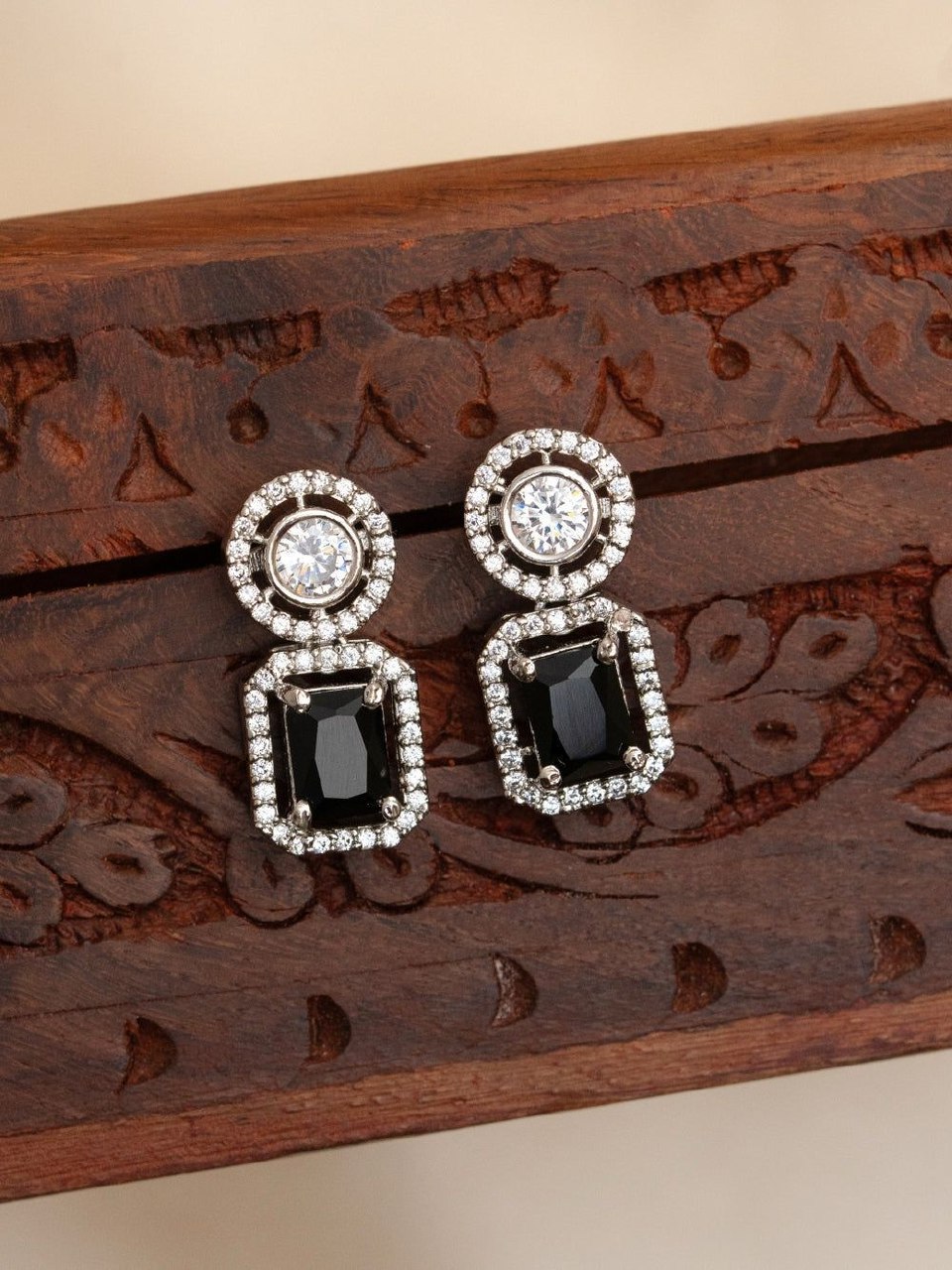Elegant Black and White Crystal Earrings