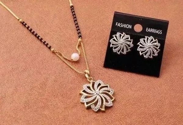 Floral Mangalsutra & Earrings Set
