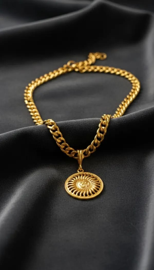 Gold Om Pendant chain for men