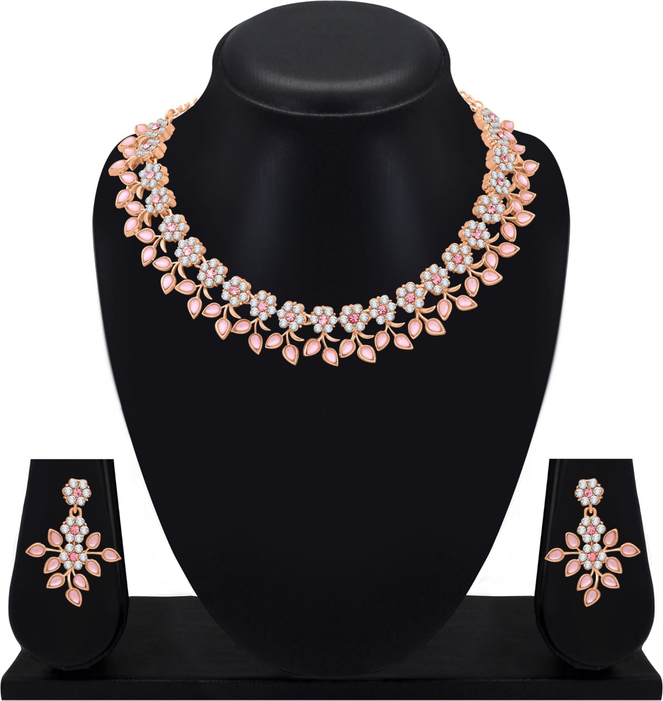 Elegant Pink Stone Necklace Set