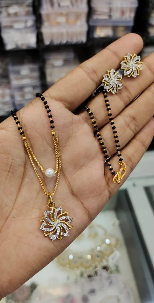 Floral Mangalsutra & Earrings Set