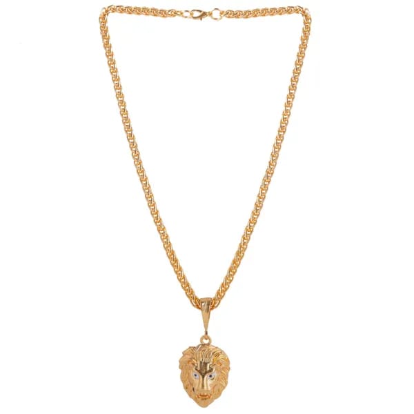 Gold Lion Head Pendant Necklace