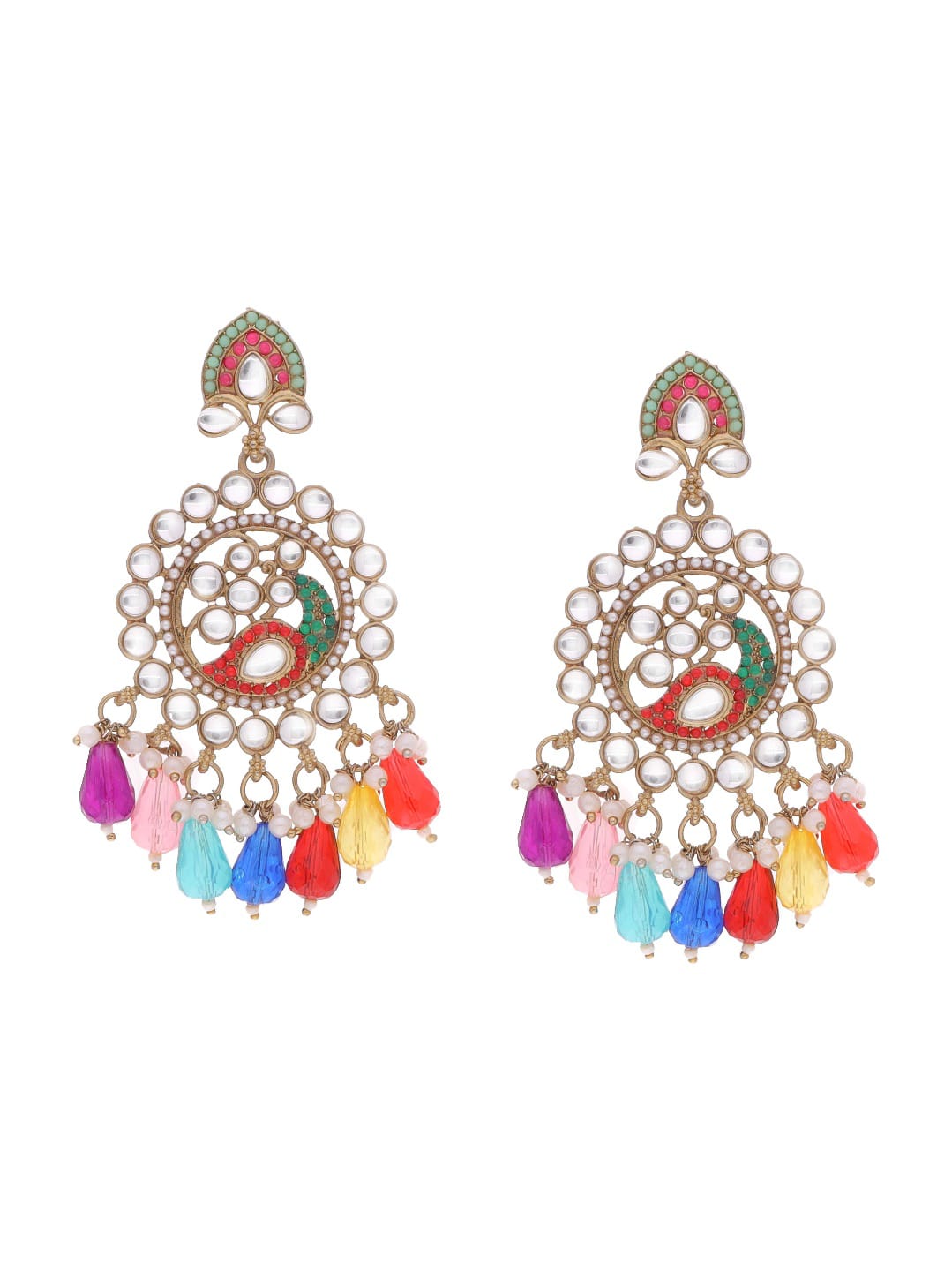 Multicolor Kundan Chandbali Earrings Set