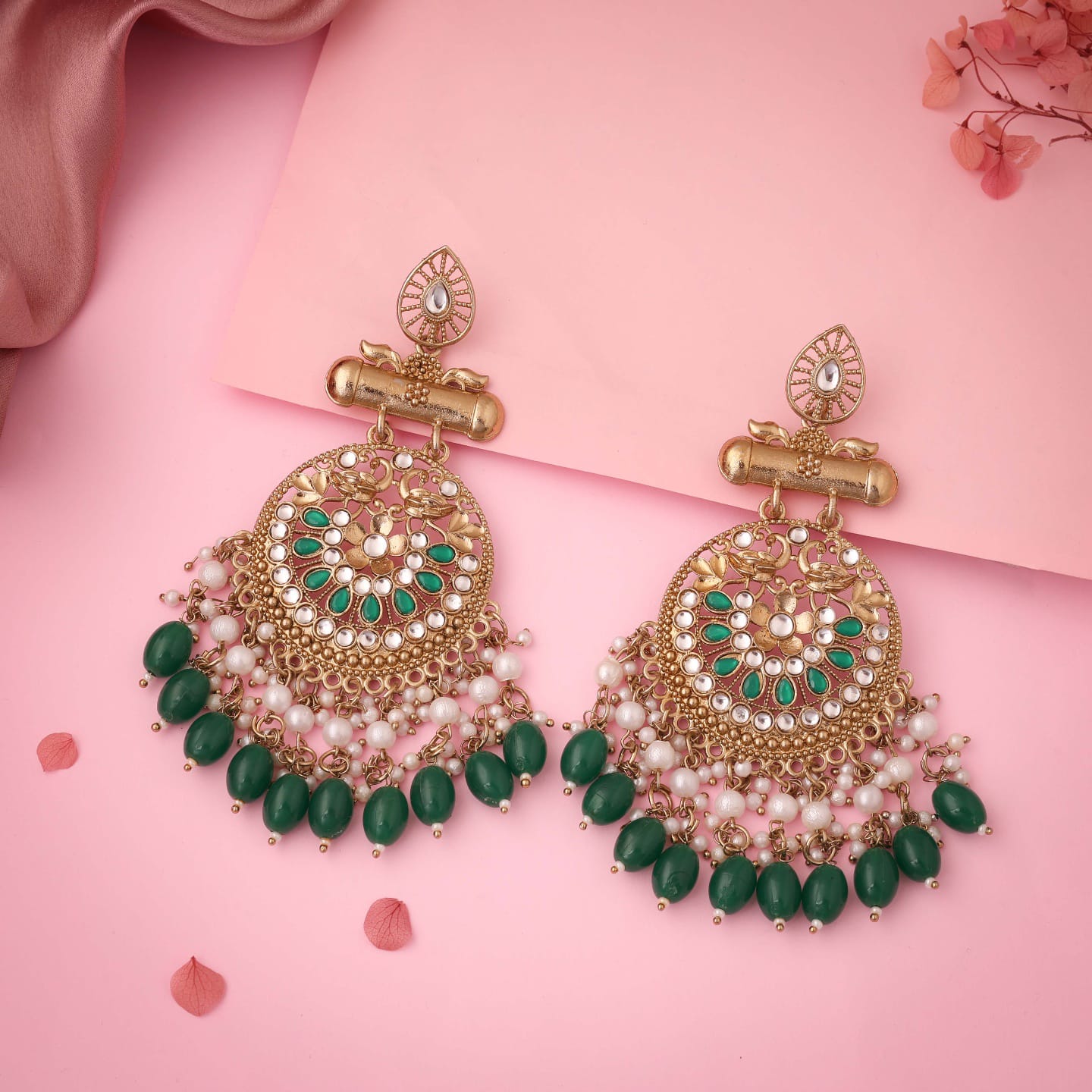 Traditional Kundan Chandbali Earrings