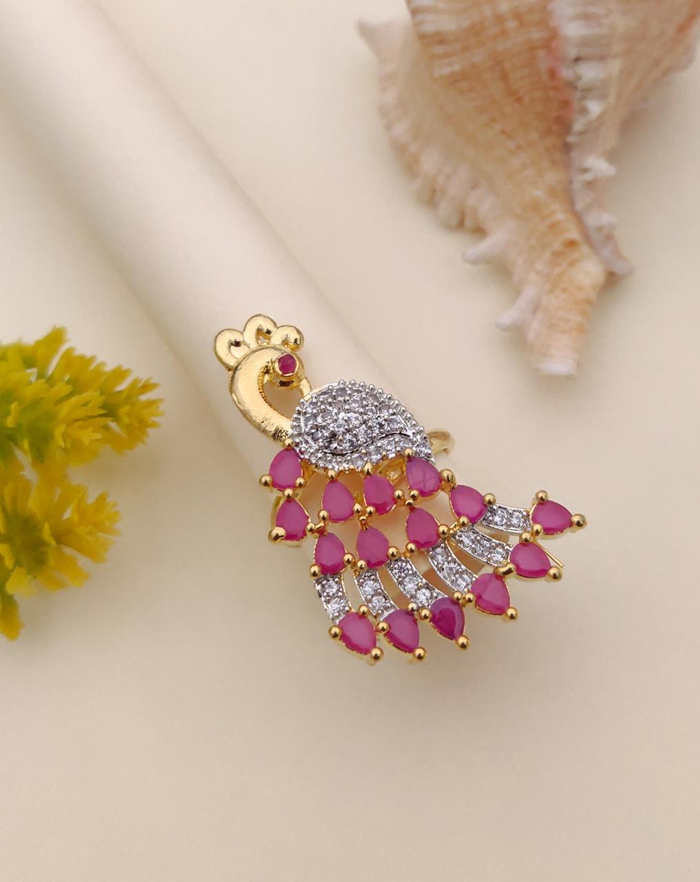 Peacock Inspired Finger Ring