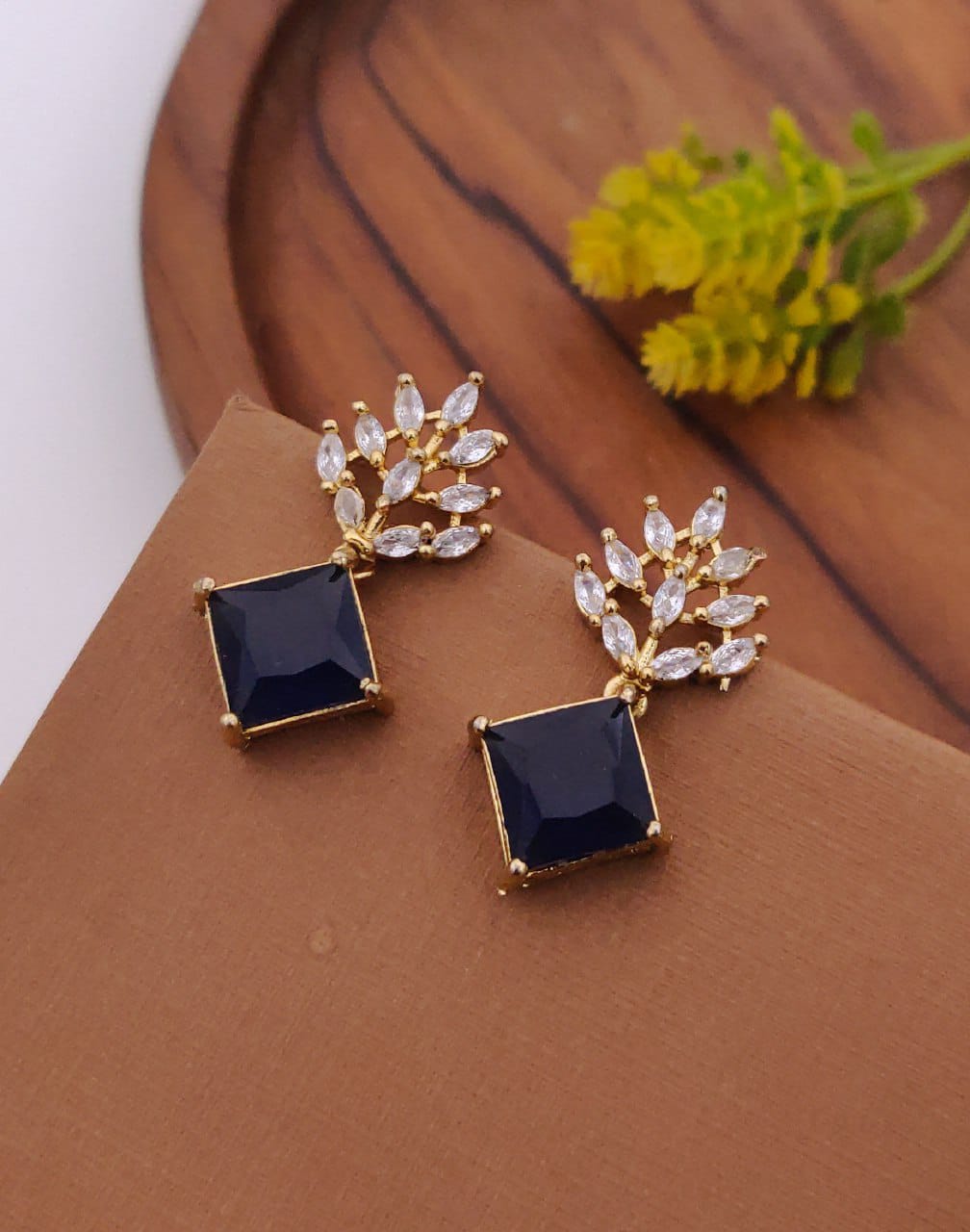 Elegant Crystal and Black Stone Earrings