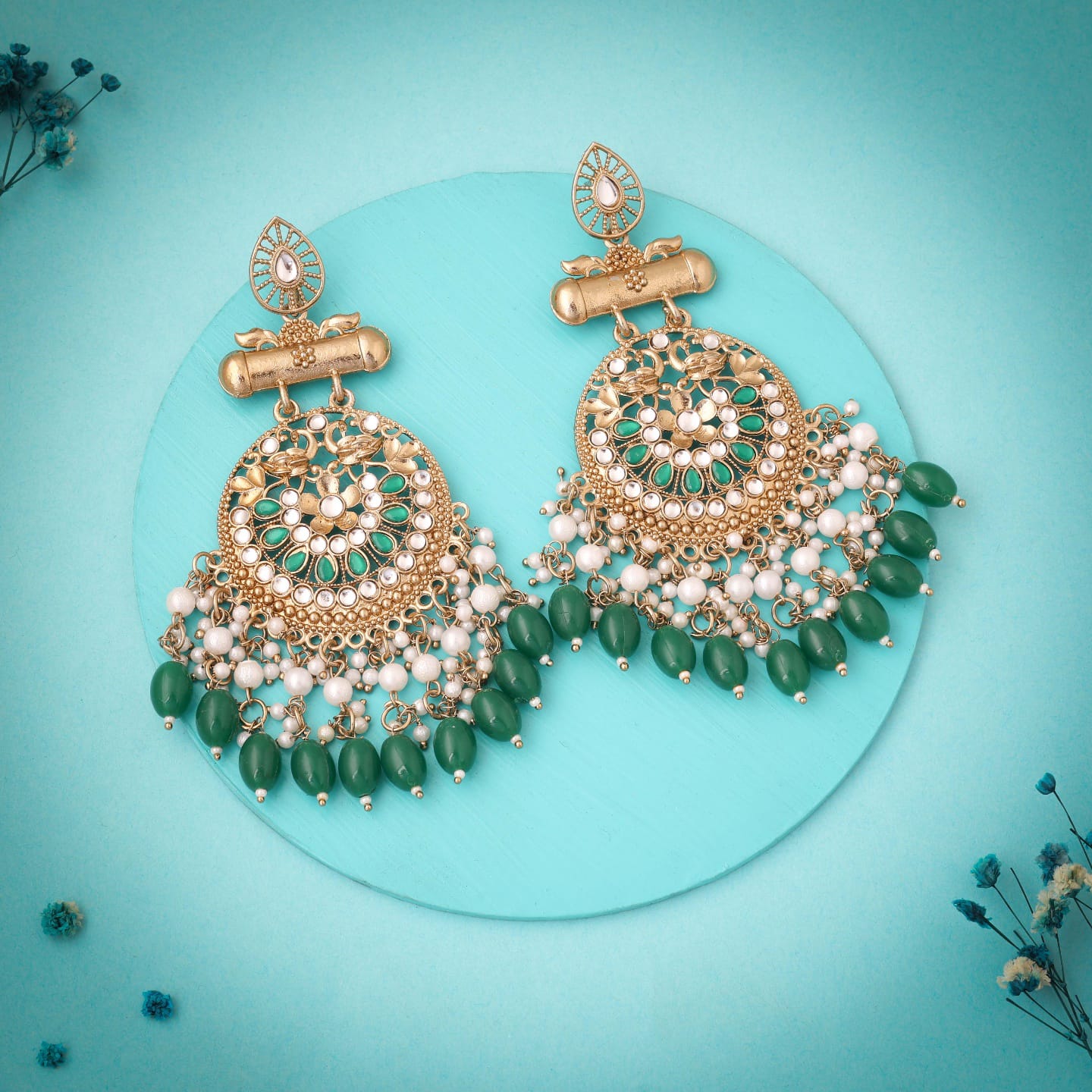 Traditional Kundan Chandbali Earrings