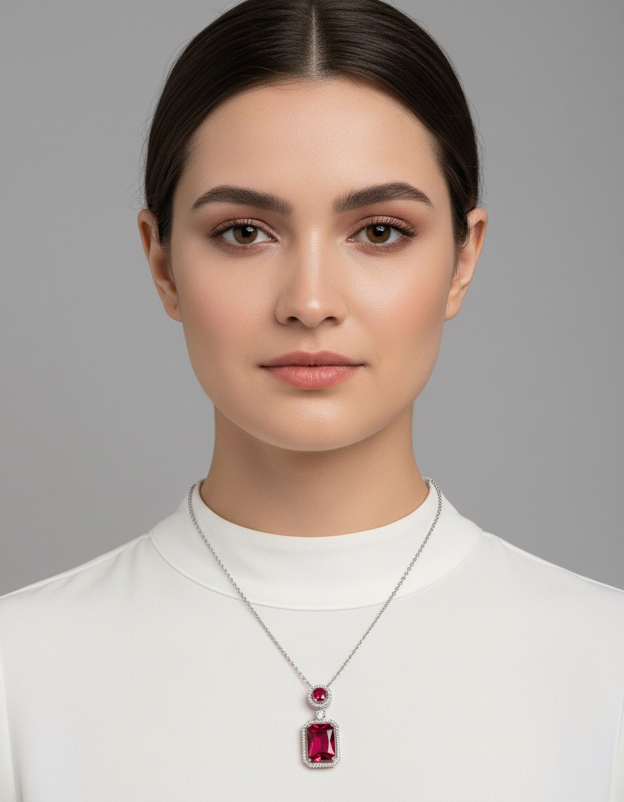 Elegant Ruby Pendant Necklace