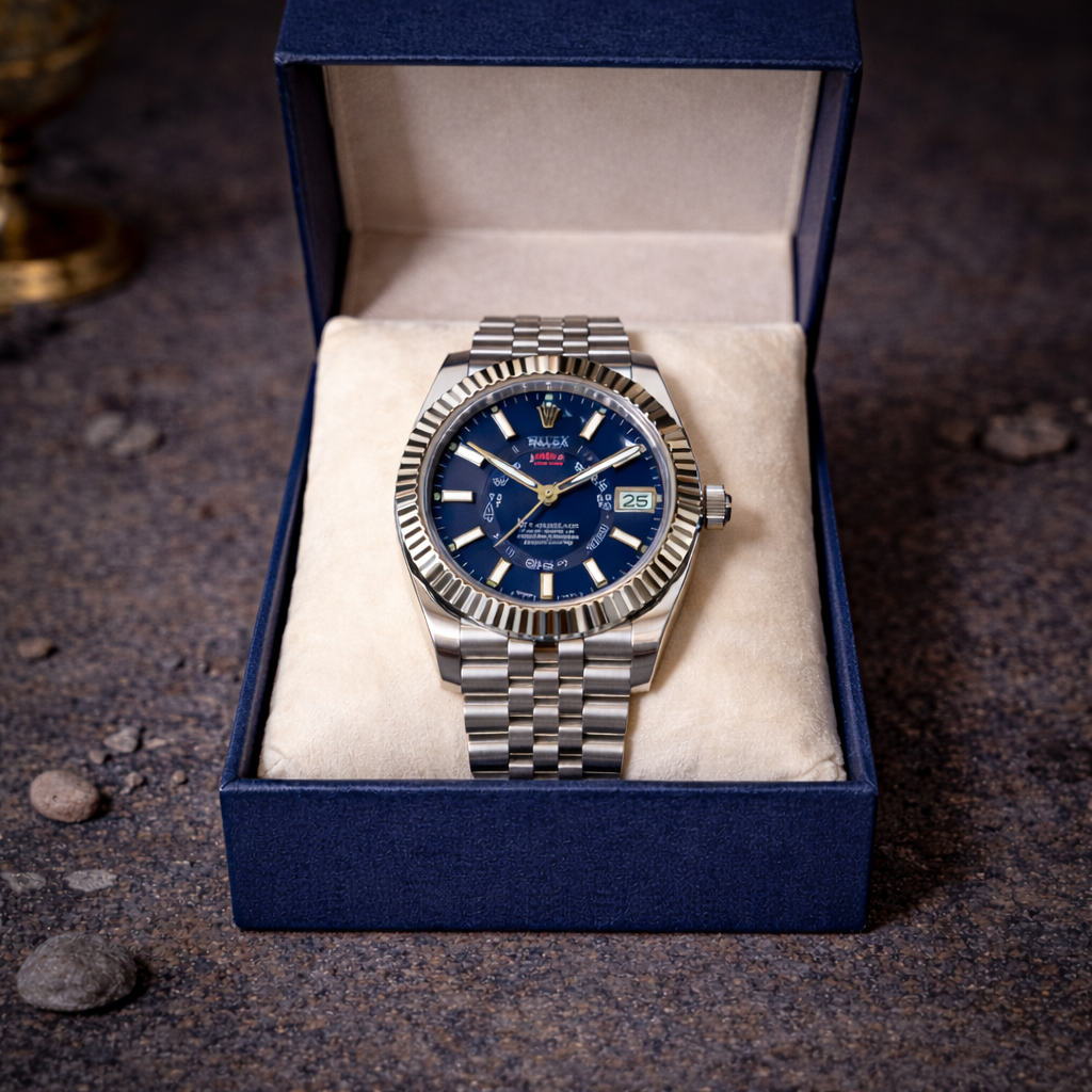 ROLEX HOMMES BOITE BLEU SIMPLE