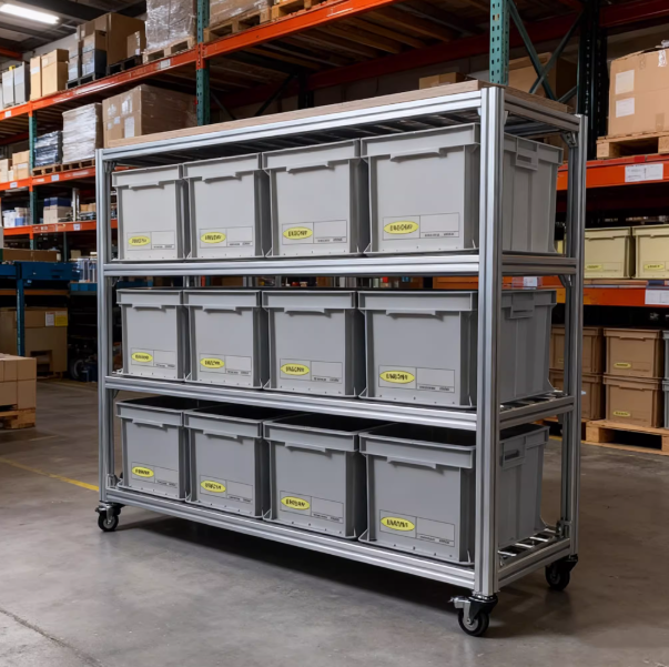 Aluminum Profile Multi-Layer Mobile Storage Cart | Marine Board Lab Home Rolling Organizer