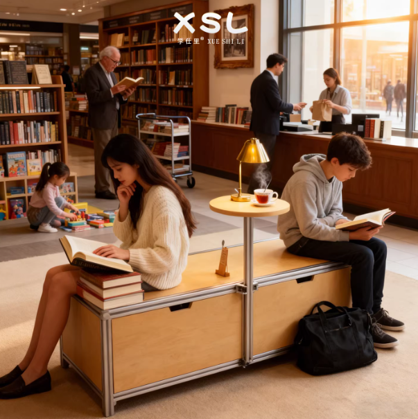 Aluminum Profile Multi-Functional Storage Bench | Café & Retail Seating with Hidden Storage