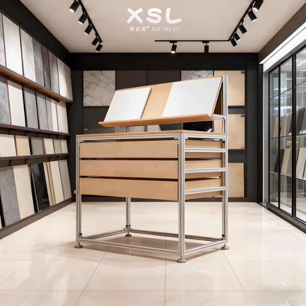 Tile Sample Aluminum Profile Display Rack – Commercial Multi-Layer Storage Shelf