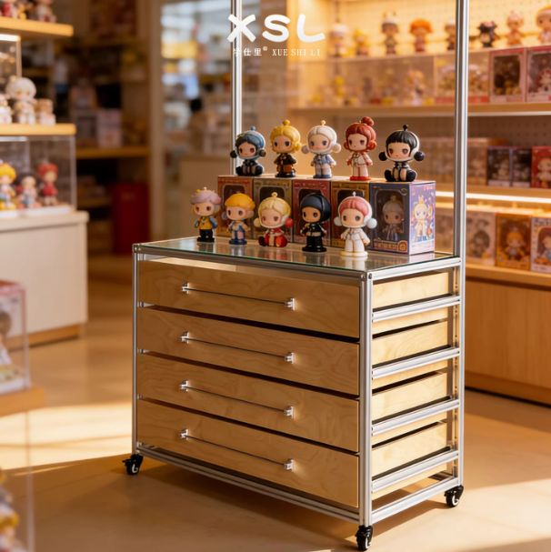 Marine Board Multi-Drawer Figure Display Storage Cabinet | Glass Shelf Organizer for Collectibles