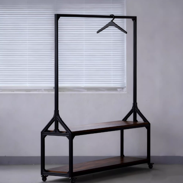 Mobile Aluminum Profile Clothing Rack – Commercial/ Home Garment Display & Storage