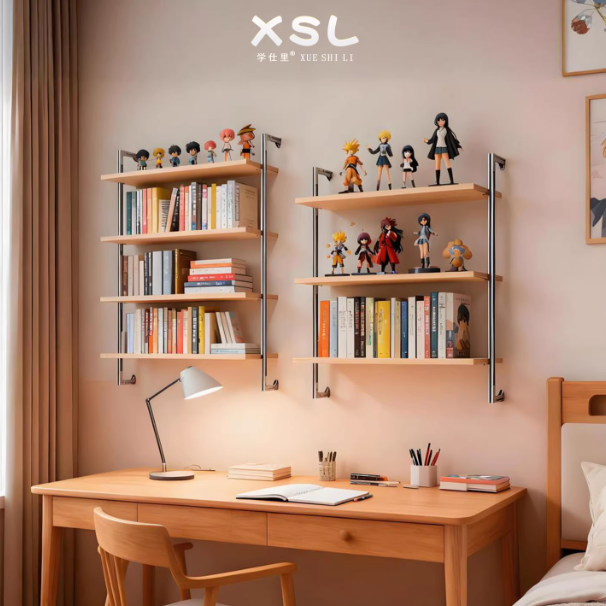 Minimalist Birch & Marine Board Multi-Layer Shelving – Aluminum Profile Storage Rack