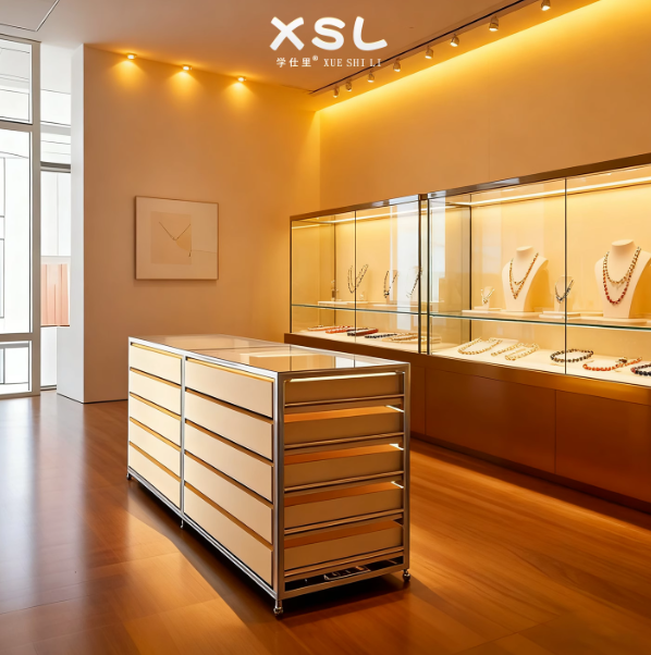 Aluminum Profile High-End Display Cabinet | Retail Jewelry & Luxury Product Showcase