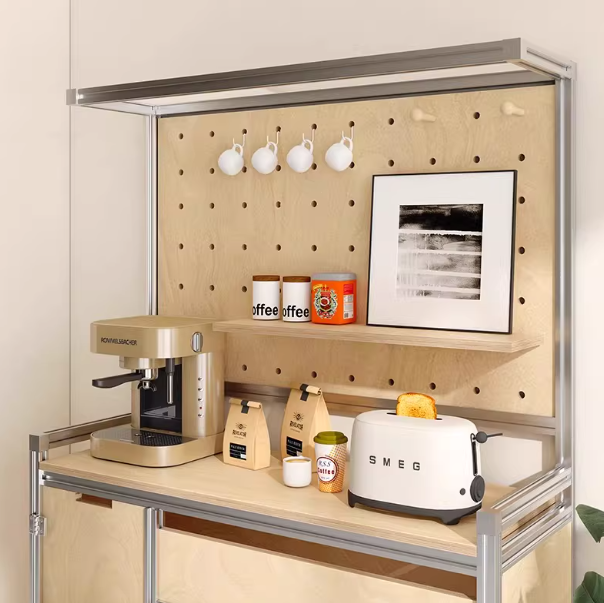 Mobile Multipurpose Storage Cabinet – 1㎡ Coffee Nook & Customizable Organizer