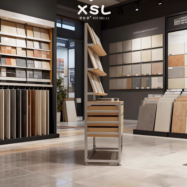 Tile Sample Aluminum Profile Display Rack – Commercial Multi-Layer Storage Shelf