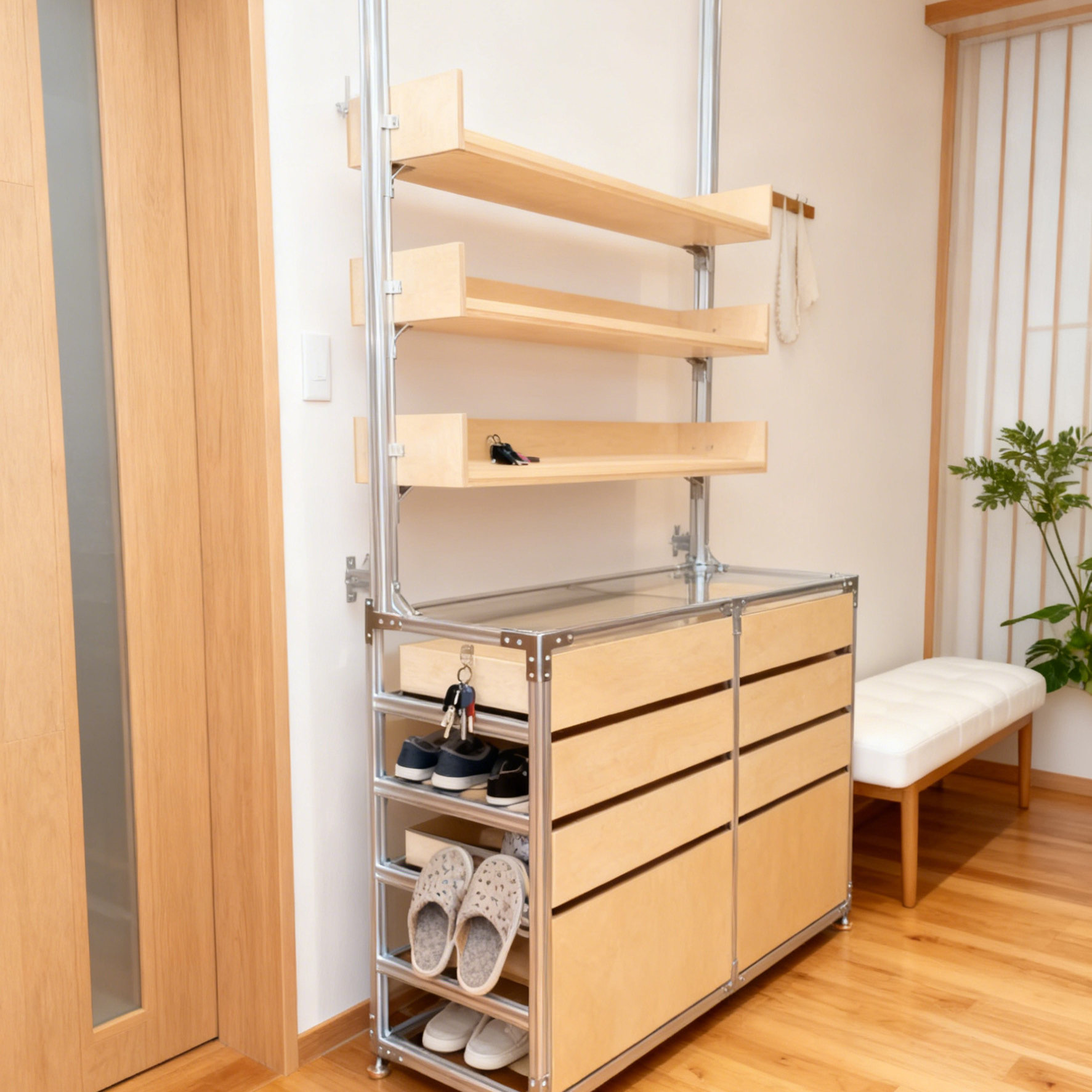 Wooden Clothing Display Storage Rack: Multi-Tier Closet Organizer for Shops & Homes