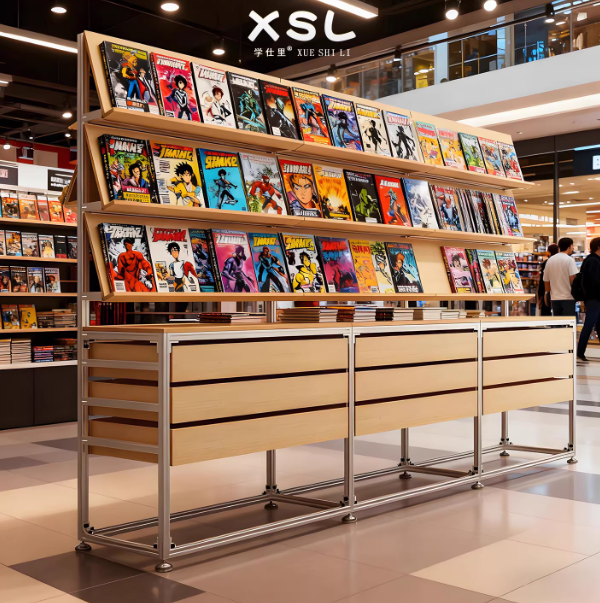 Aluminum Profile Book Display Shelving | Modular Retail Bookstore Display Rack