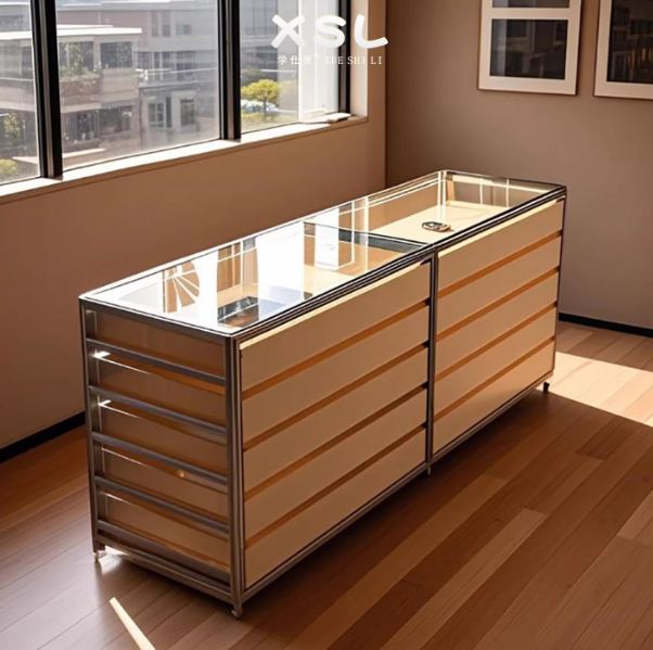 Aluminum Profile High-End Display Cabinet | Retail Jewelry & Luxury Product Showcase