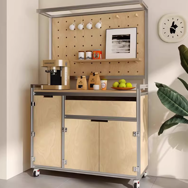 Mobile Multipurpose Storage Cabinet – 1㎡ Coffee Nook & Customizable Organizer