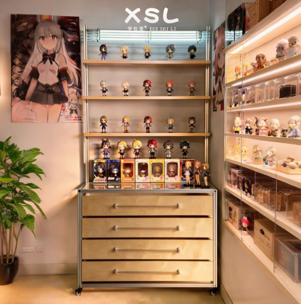 Marine Board Multi-Drawer Figure Display Storage Cabinet | Glass Shelf Organizer for Collectibles