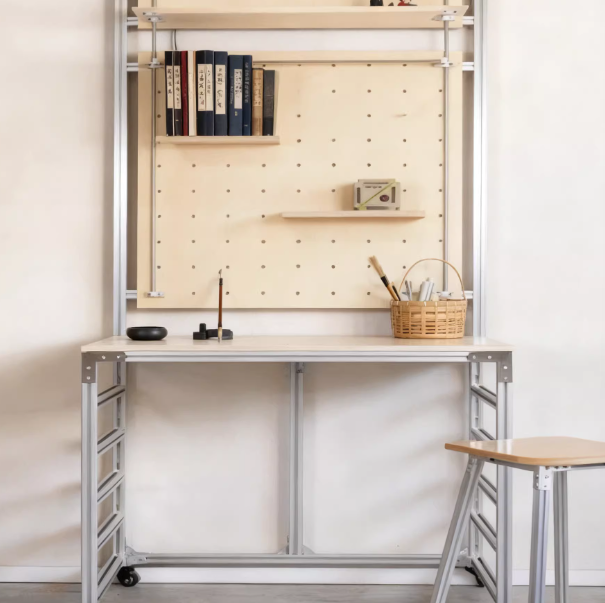 Aluminum Profile Minimalist Storage Rack – Mobile Multi-Function Floor Shelf (Customizable)