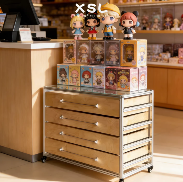 Marine Board Multi-Drawer Figure Display Storage Cabinet | Glass Shelf Organizer for Collectibles