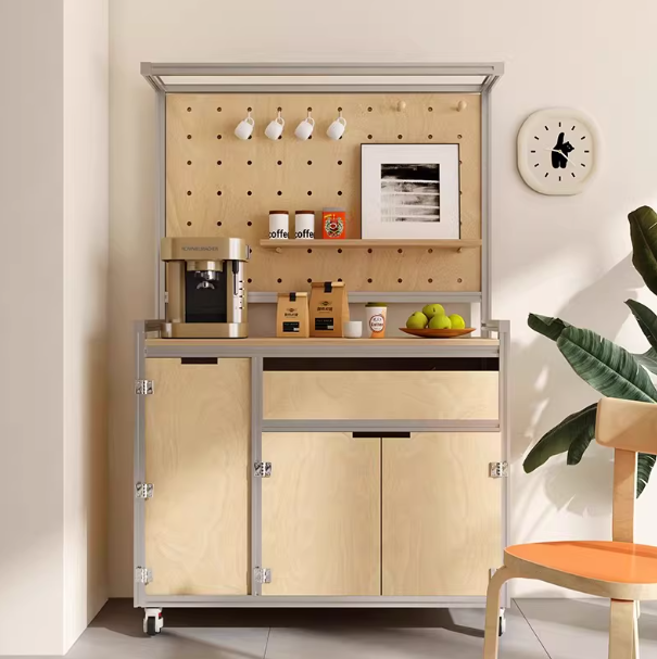 Mobile Multipurpose Storage Cabinet – 1㎡ Coffee Nook & Customizable Organizer