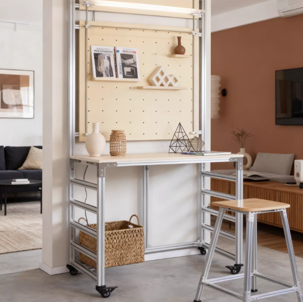 Aluminum Profile Minimalist Storage Rack – Mobile Multi-Function Floor Shelf (Customizable)