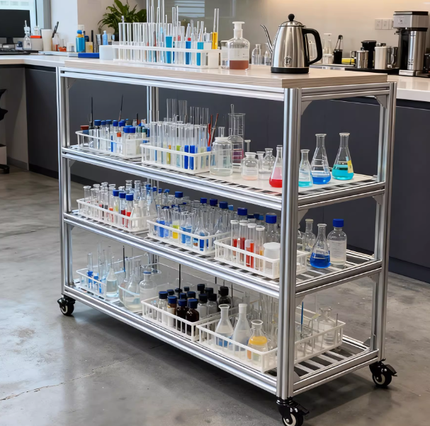 Aluminum Profile Multi-Layer Mobile Storage Cart | Marine Board Lab Home Rolling Organizer
