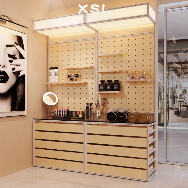 Aluminum Profile Pegboard Display Cabinet – Birch Marine Board Cosmetic Storage & Showcase