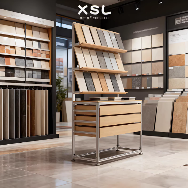 Tile Sample Aluminum Profile Display Rack – Commercial Multi-Layer Storage Shelf