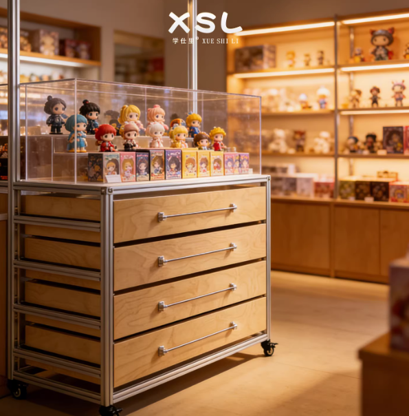 Marine Board Multi-Drawer Figure Display Storage Cabinet | Glass Shelf Organizer for Collectibles