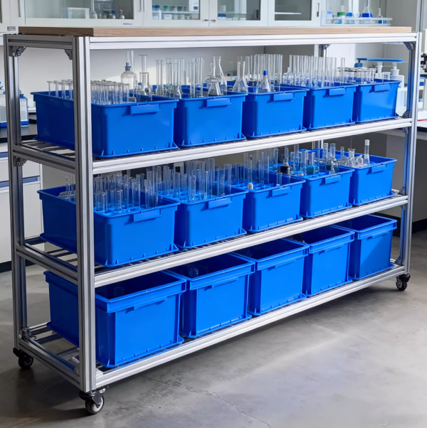 Aluminum Profile Multi-Layer Mobile Storage Cart | Marine Board Lab Home Rolling Organizer