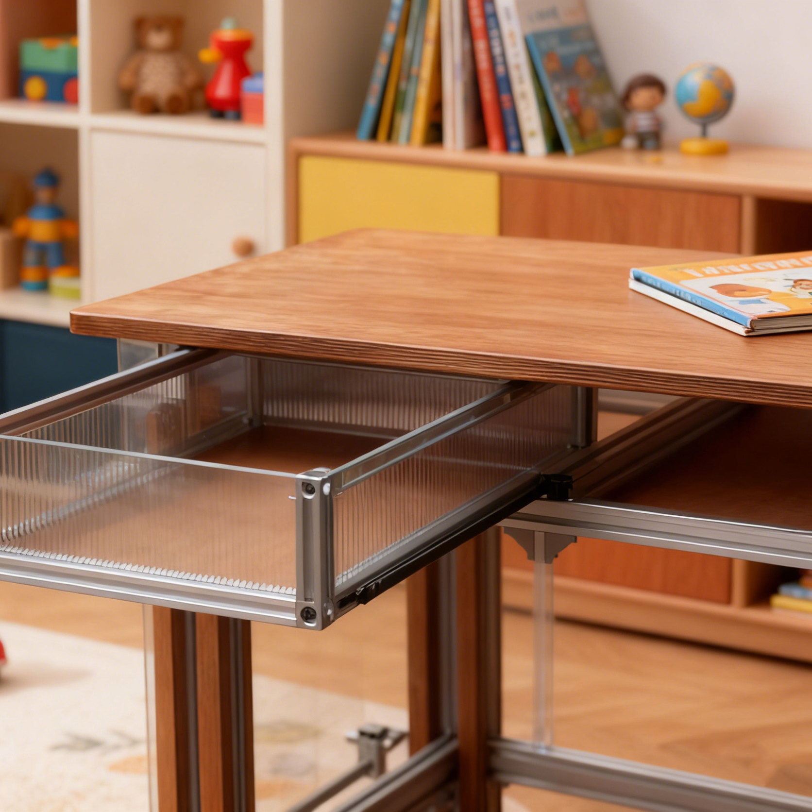 All-in-One Wooden Aluminum Desk with Drawer: Minimalist Home Writing & Computer Desk