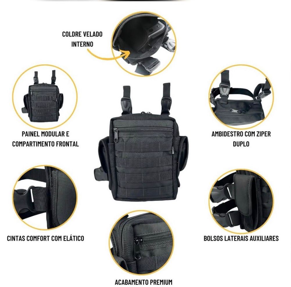 Bolsa Tática de Perna com Coldre Interno Velado