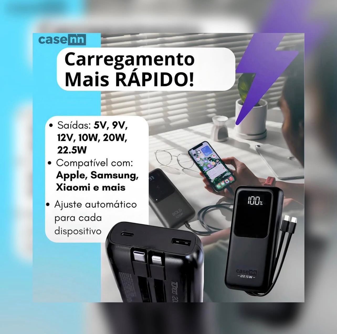 Power Bank Turbo 20.000mAh - Carga Rápida 22.5W