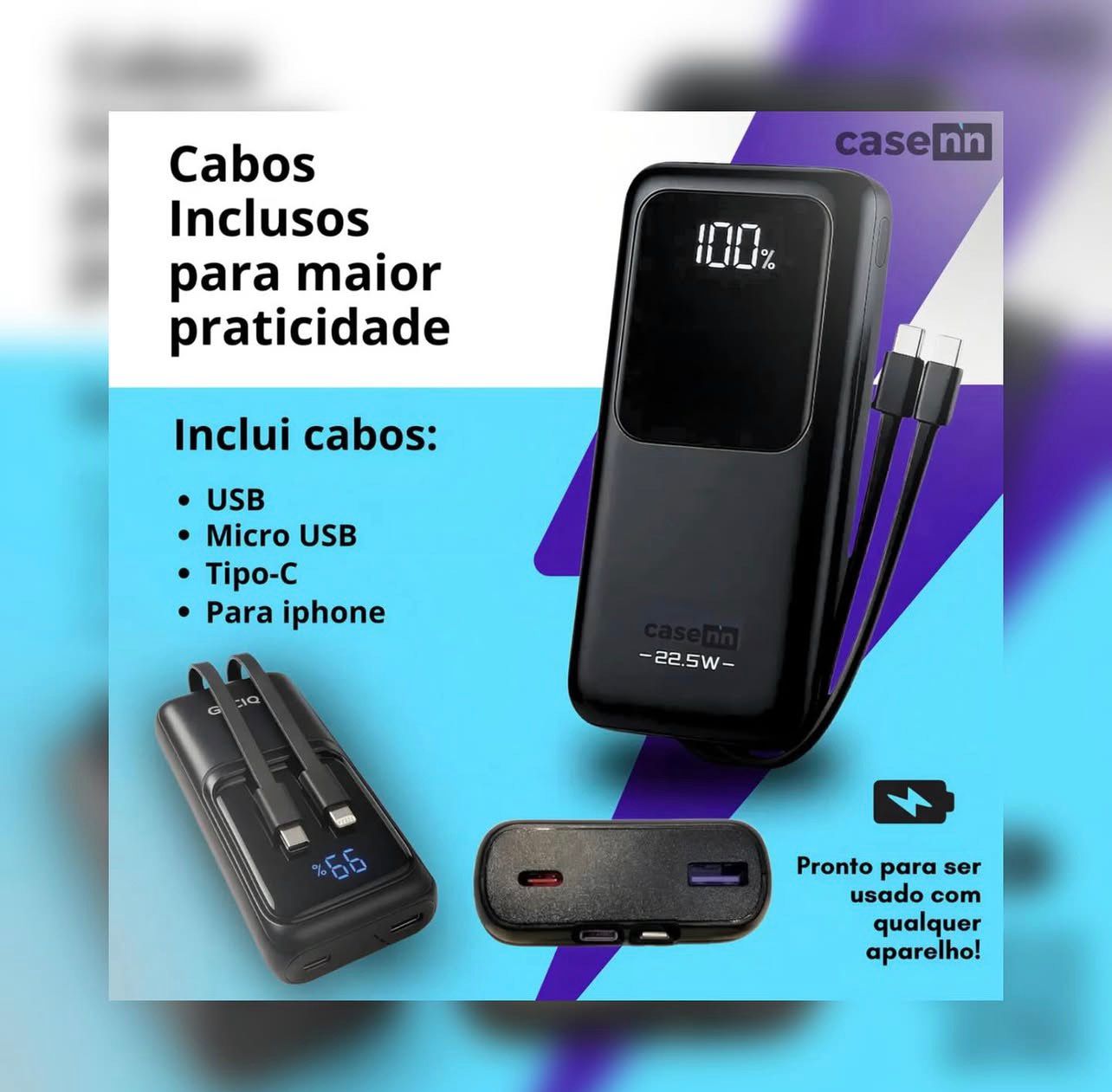 Power Bank Turbo 20.000mAh - Carga Rápida 22.5W
